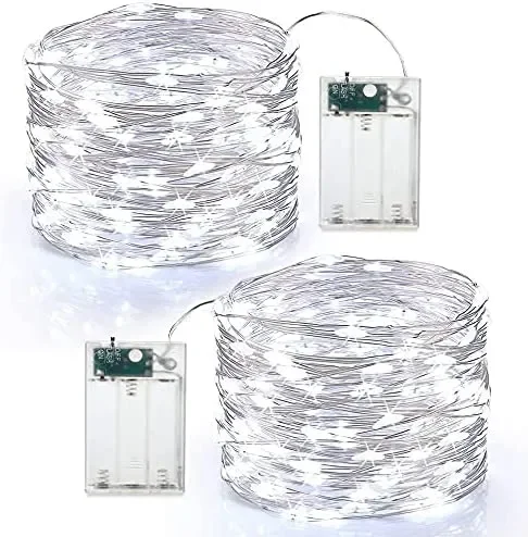 Halloween Luci Stringa, BrizLabs 2 Pezzi 60 LED Decorazione di Hallowee Stringa Luci LED a Batteria Catena Luminosa filo d’argento Ghirlanda Interno per Halloween Camere da Letto Natale, Viola - immagine 2