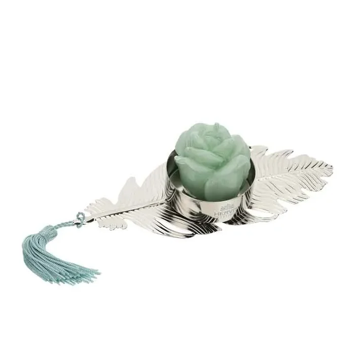 Hervit Portacandela Foglia in Metallo H7x16,5 cm