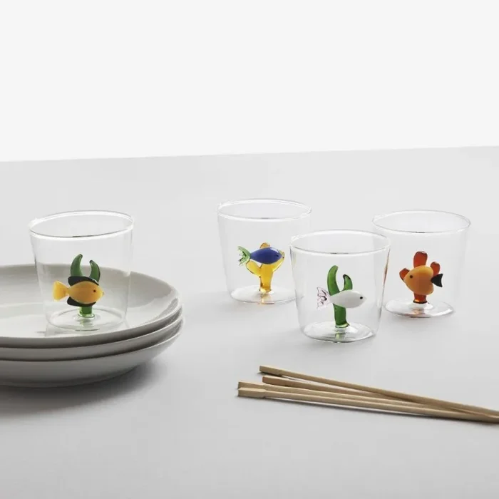 Ichendorf Milano Bicchiere Acqua Pesce Blu Alga Ambra Marine Garden Online ora - immagine 2