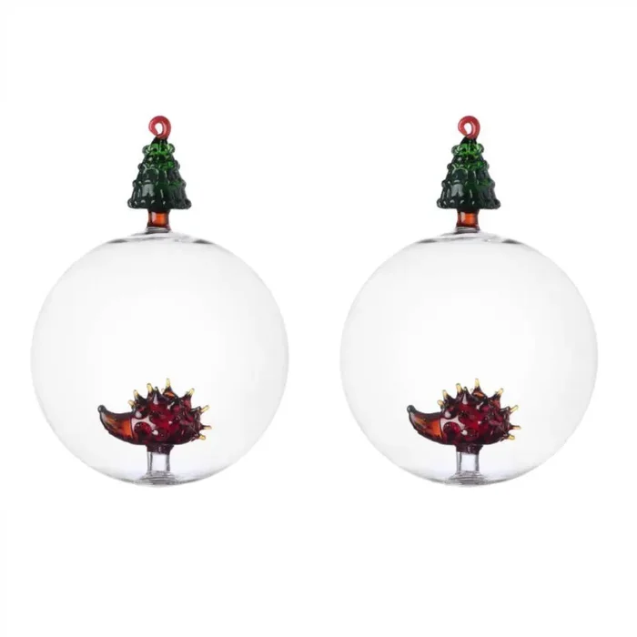Ichendorf Milano Set 2 Sfere per Albero di Natale Riccio e Albero in Vetro Borosilicato Vendita calda online