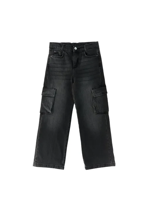 Jeans nero slavato per bambina Online