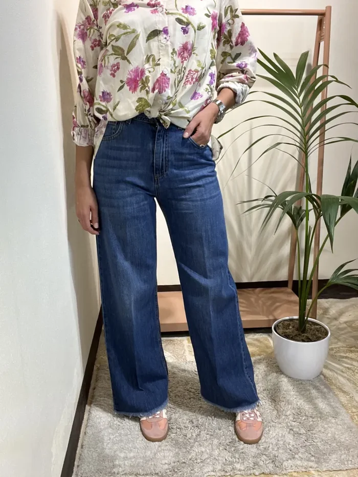 JEANS PALAZZO SFRANGIATO