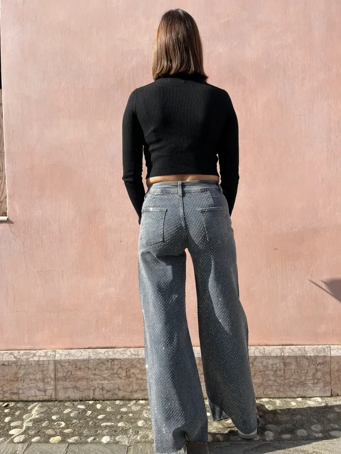 JEANS PALAZZO STRASS Moda - immagine 2