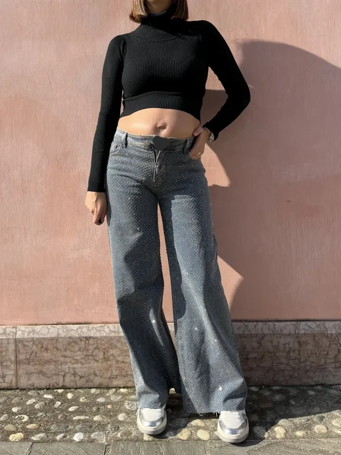 JEANS PALAZZO STRASS Moda - immagine 3