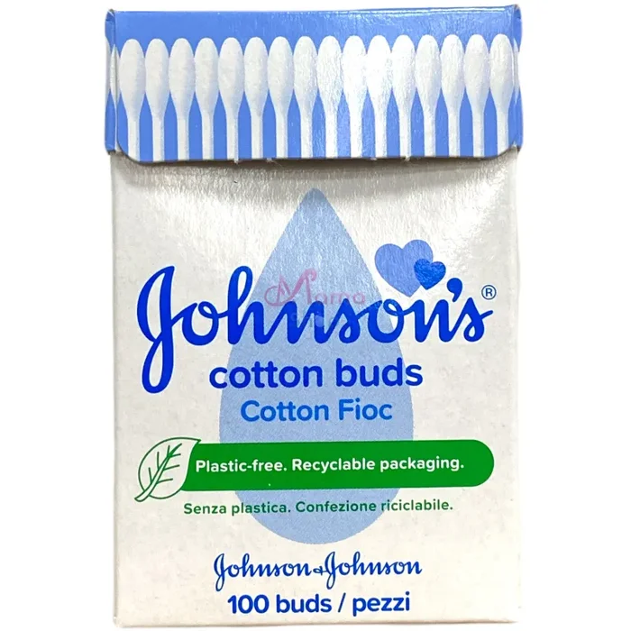 Johnson’s Cotton Fioc 100 Pezzi – Bastoncini Ovatati in 100% Puro Cotone per Igiene Quotidiana e Cura Delicata
