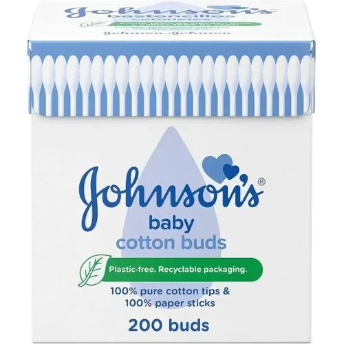 Johnson’s Cotton Fioc 200 Pezzi – Bastoncini Ovatati in 100% Puro Cotone per Igiene Quotidiana e Cura Delicata