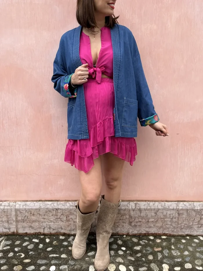 KIMONO CORTO CHAMBRAY - immagine 3