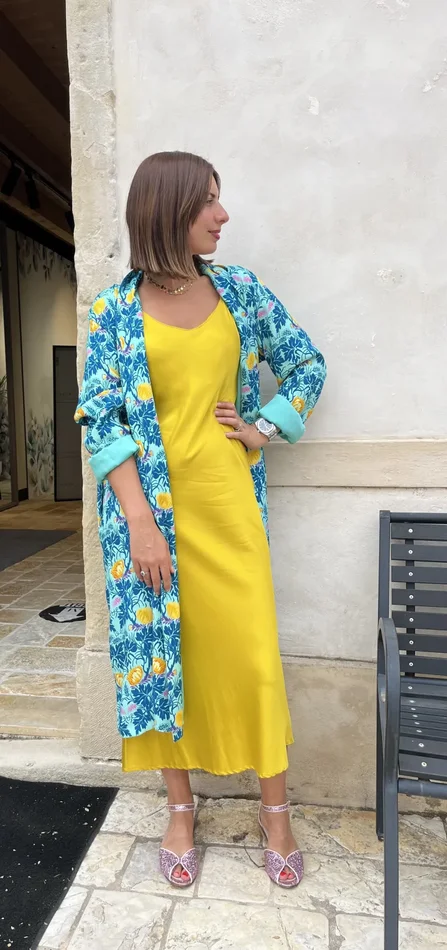 KIMONO FANTASIA TURCHESE/SENAPE/FUCSIA - immagine 2