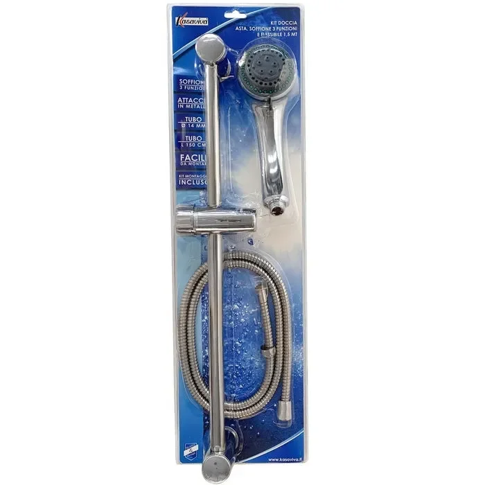 Kit da doccia con asta flessibile e soffione 3 funzioni
