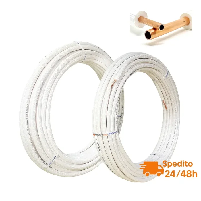 Kit tubi rame per climatizzatore coppia 40 mt da 1/4 e 40 mt da 3/8 totale 80 mt