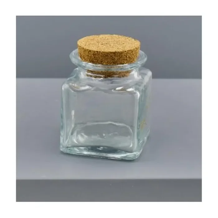 L’Arcolaio Barattolo Vetro Quadrato Tappo Sughero 4,5 X 4,5 Cm 12 Pz
