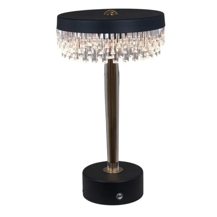 L’Arcolaio Lampada Led Kristal Tonda D 15 Cm H 25,5 Cm Nera