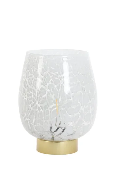 LAMPADA DA TAVOLO IN VETRO BIANCO E ORO