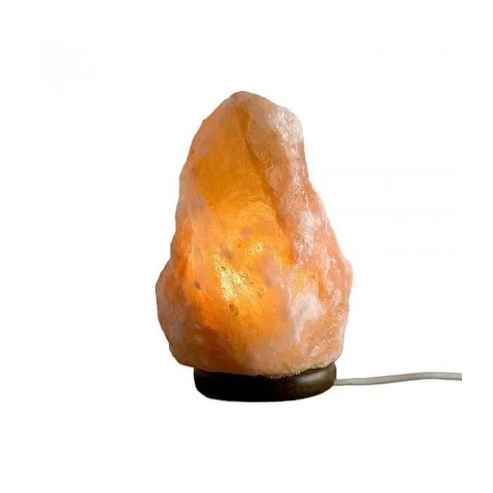 Lampada in salgemma naturale dell’himalaya con base in legno