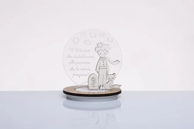 LAMPADA PICCOLO PRINCIPE CON LED CON BASE IN LEGNO (7x7cm)