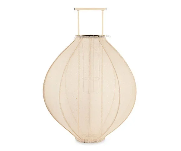 LANTERNA OVALE IN LINO AVORIO