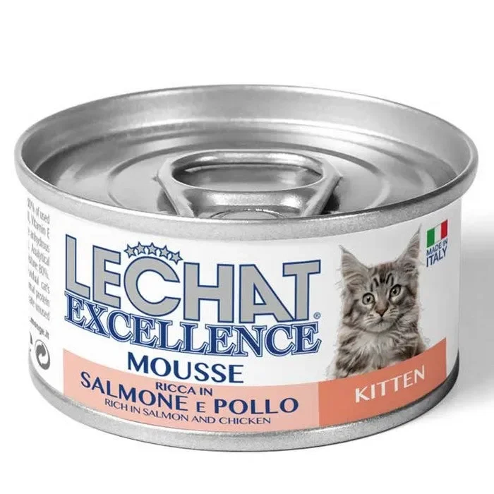 LeChat Excellence Mousse Ricca in Salmone e Pollo – Kitten 85g