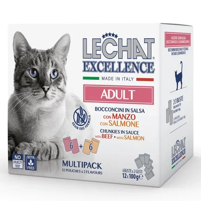 LeChat Excellence Multipack buste Adult – Manzo e Salmone 12x100g