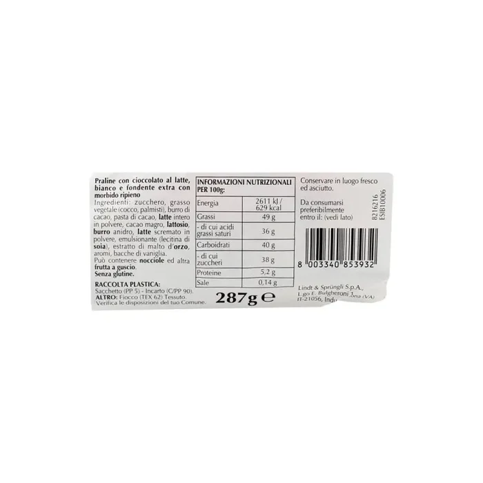 Lindt Sacchetto Lindor Assortiti 287 Gr Latte, Bianco Extra Fondente - immagine 3