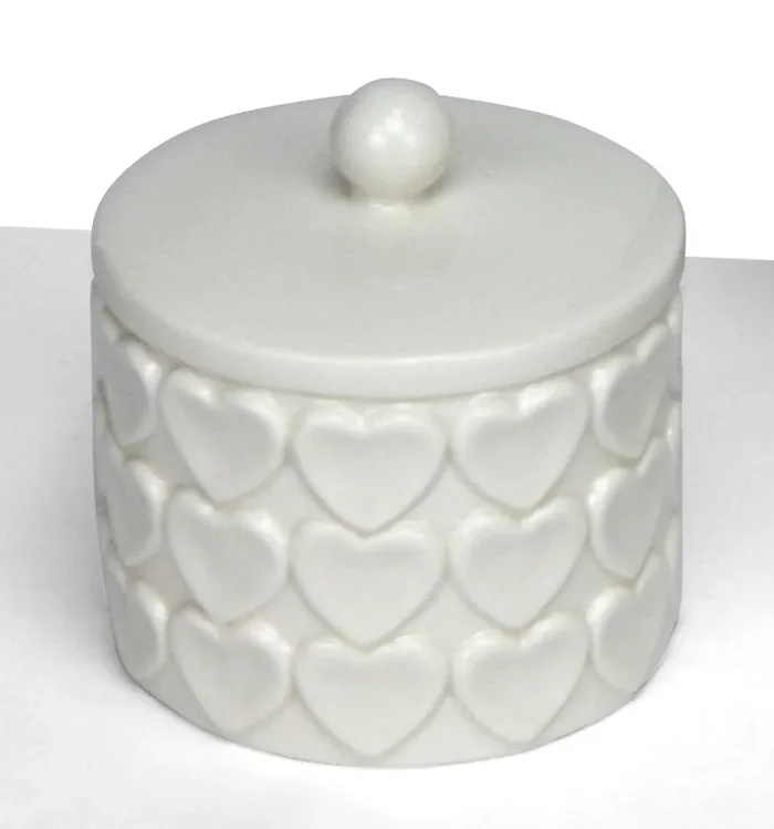 Linea Due Elle Candela Porcellana con Cuori 8,2 x 8,2 x 8,3 Cm Bianco