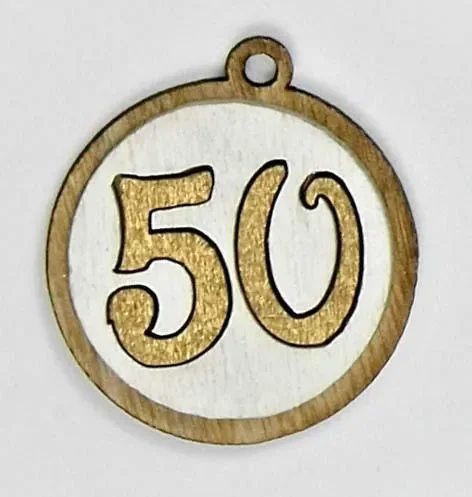 Linea Due Elle Decorazione 50 ° Anniversario in Legno 12 Pz