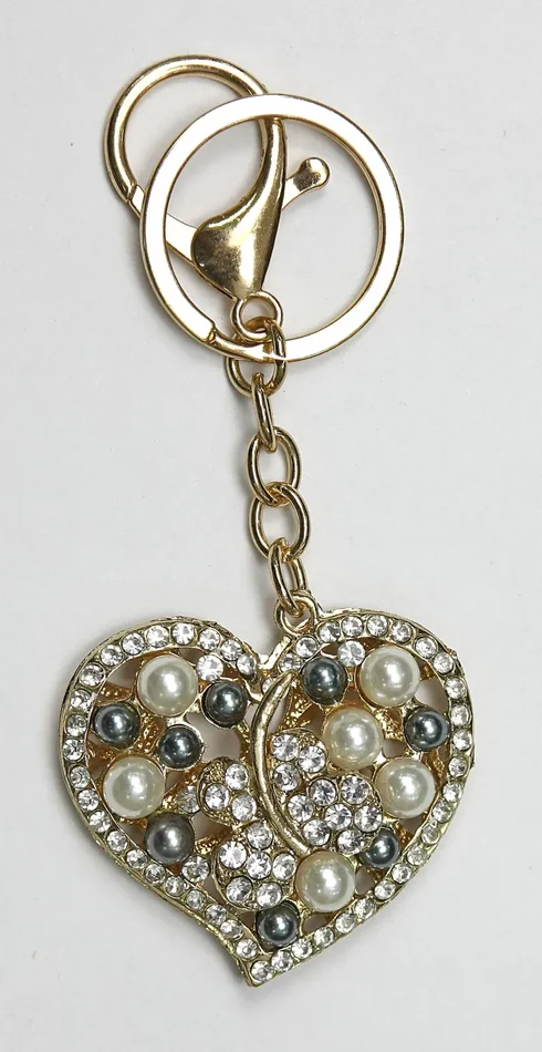 Linea Due Elle Portachiavi Cuore in Metallo con Pietre