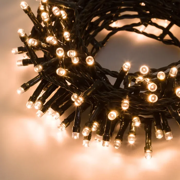 Lotti Catena Natale Lineare 180 Led D 5 Mm 7,5 Mt + 2 Mt Cavo Led Bianco Caldo