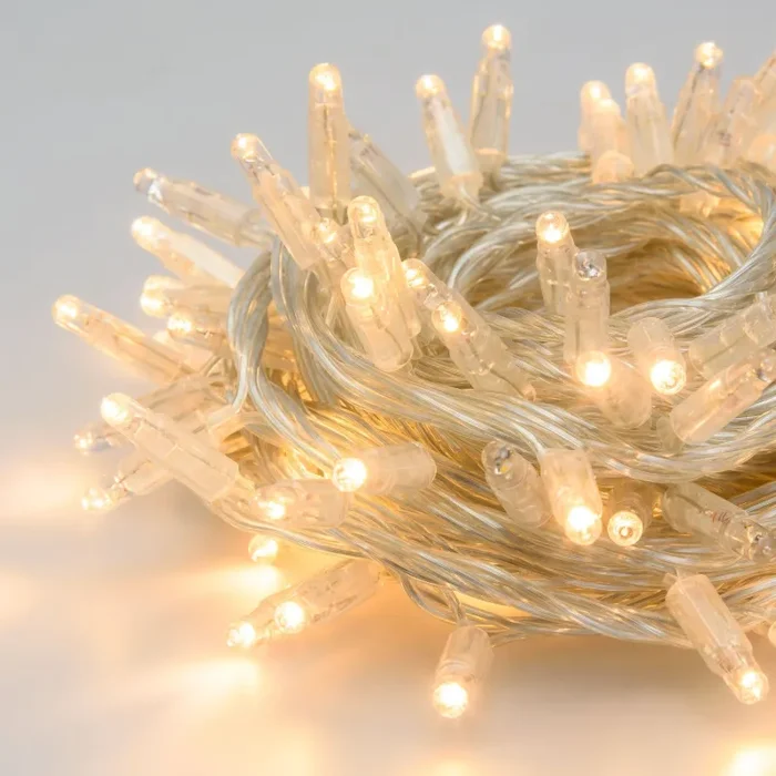 Lotti Catena Natale Lineare 96 MaxiLed 10 Mt Luce Bianco Caldo Prolungabile Cavo Trasparente - immagine 2
