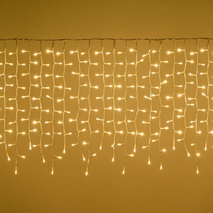 Lotti Tenda Natale Ice Light Irregolare 420 Led 2 Mt x 0,55 Mt + 4 Mt Cavo Bianco Caldo