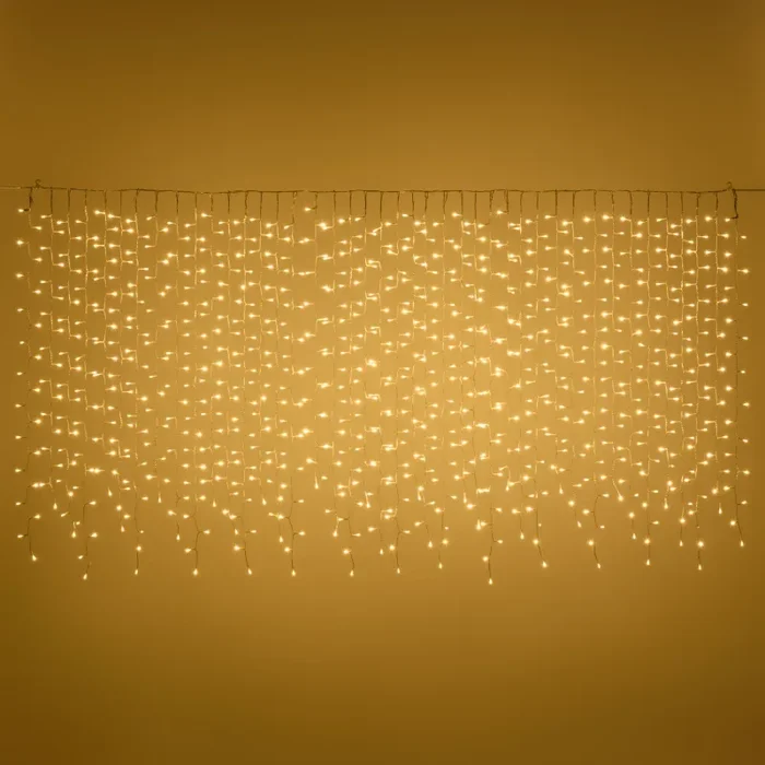 Lotti Tenda Natale Ice Light Irregolare 840 Led 2 Mt x 1,10 Mt + 4 Mt Cavo Bianco Caldo - immagine 2