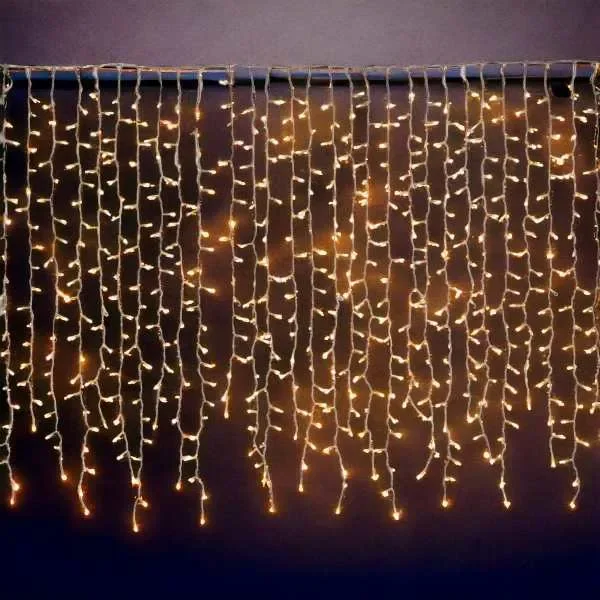 Lotti Tenda Natale Ice Light Irregolare 840 Led 2 Mt x 1,10 Mt + 4 Mt Cavo Bianco Caldo - immagine 3