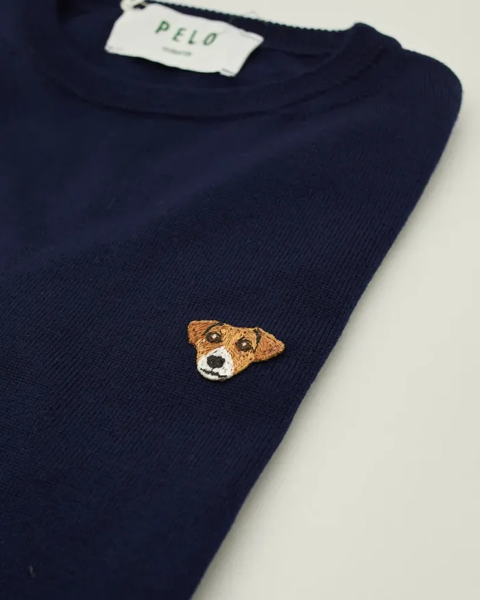 Maglione Girocollo Ricamato Jack Russel Blue – Pelo Foundation