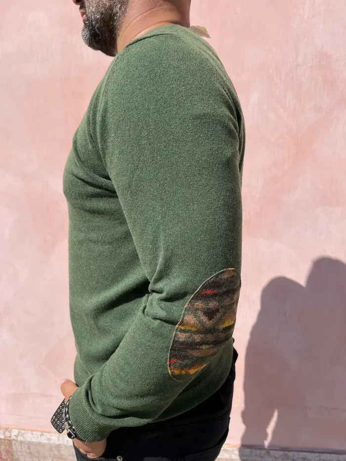 MAGLIONE MISTO CASMERE CON TOPPE - immagine 3