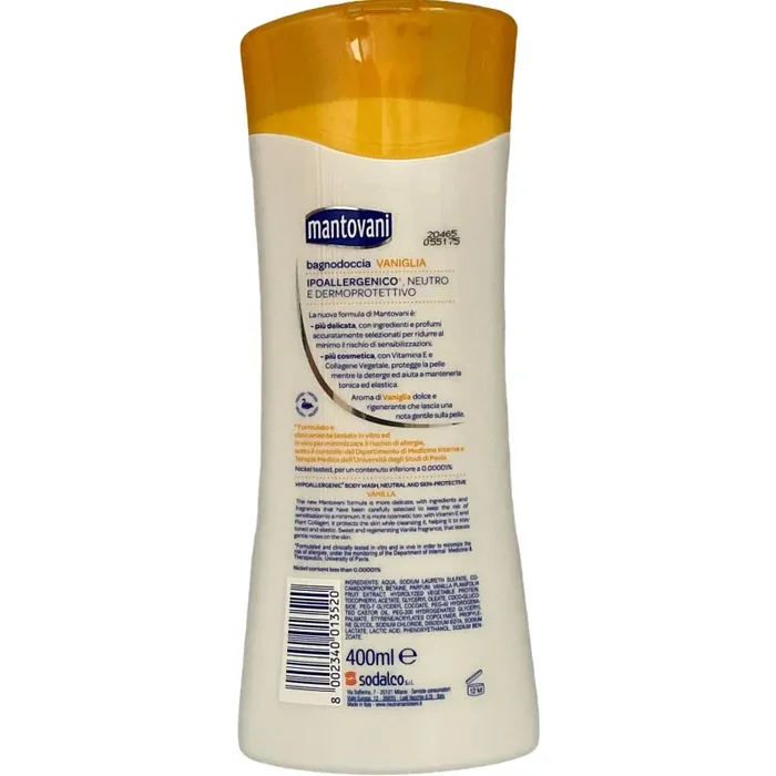Mantovani bagno doccia neutro dermoprotettivo al profumo vaniglia 400 ml - immagine 2
