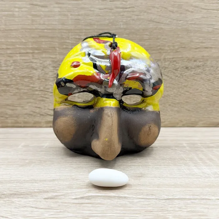 Maschera Pulcinella con Corno Rosso Bella Napoli Vendita calda online