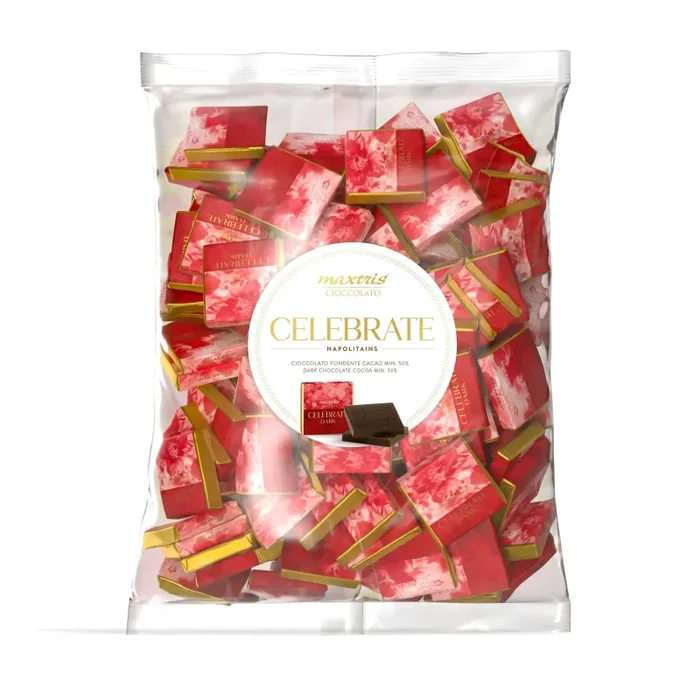 Maxtris Celebrate Napolitains Mini Tavolette Cioccolato Fondente Dark Rosso 1 Kg