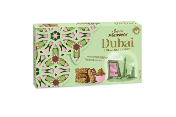 Maxtris Confetti Ciocomandorla Dubai Rosa Mandorla Tostata e Cioccolato al Pistacchio 500 Gr