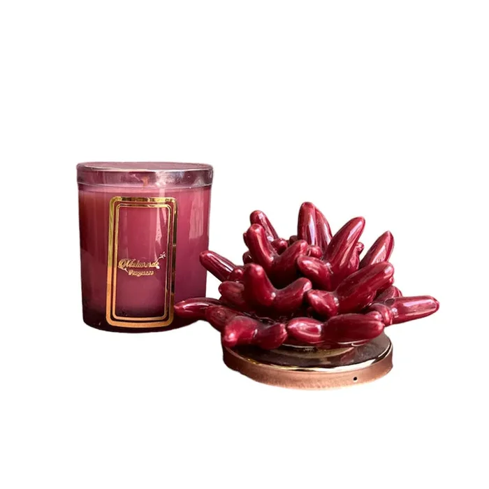 Melaverde Candela Anemone Bordeaux in Ceramica 200g - immagine 2