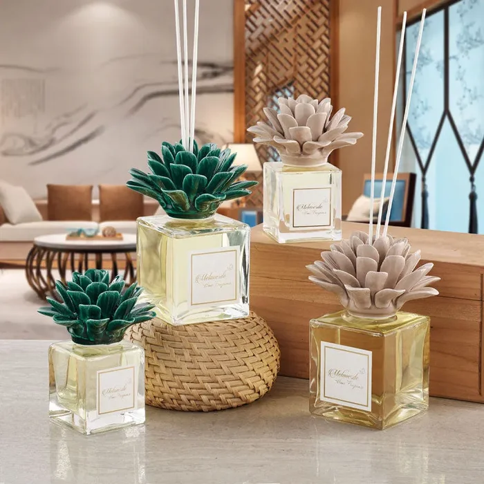 Melaverde Profumatore Quadro in Vetro Decoro Dahlia 100 ml Verde - immagine 2