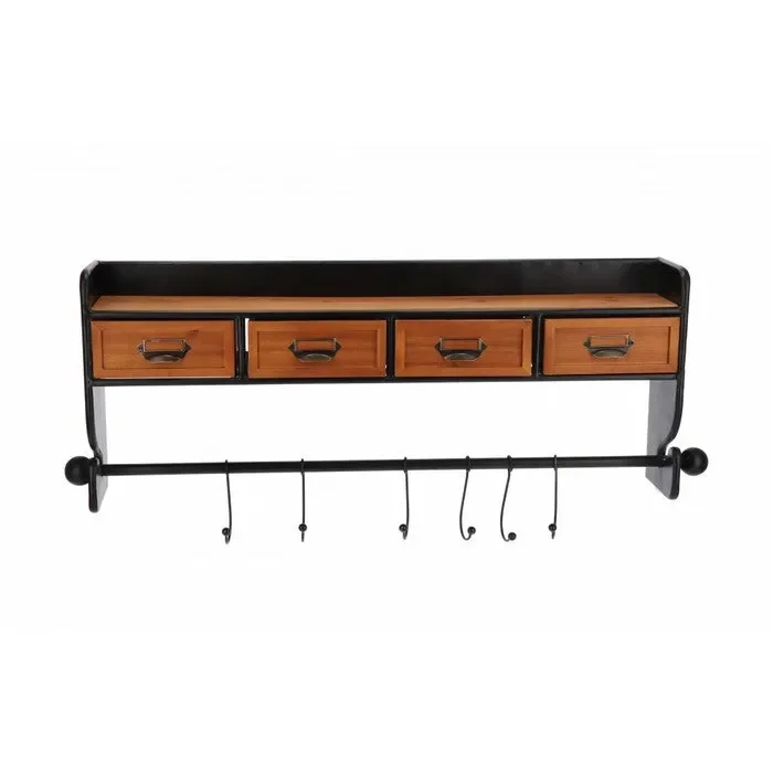 Mensola in stile industriale con cassetti