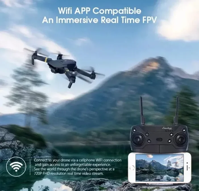 Mini Drone Quadricottero pieghevole con doppia Telecamera Telecomando o Smarphone Wifi - immagine 2