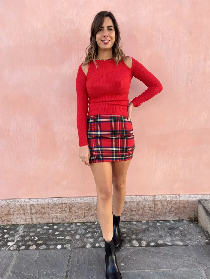 MINIGONNA TUBINO TARTAN Online - immagine 2