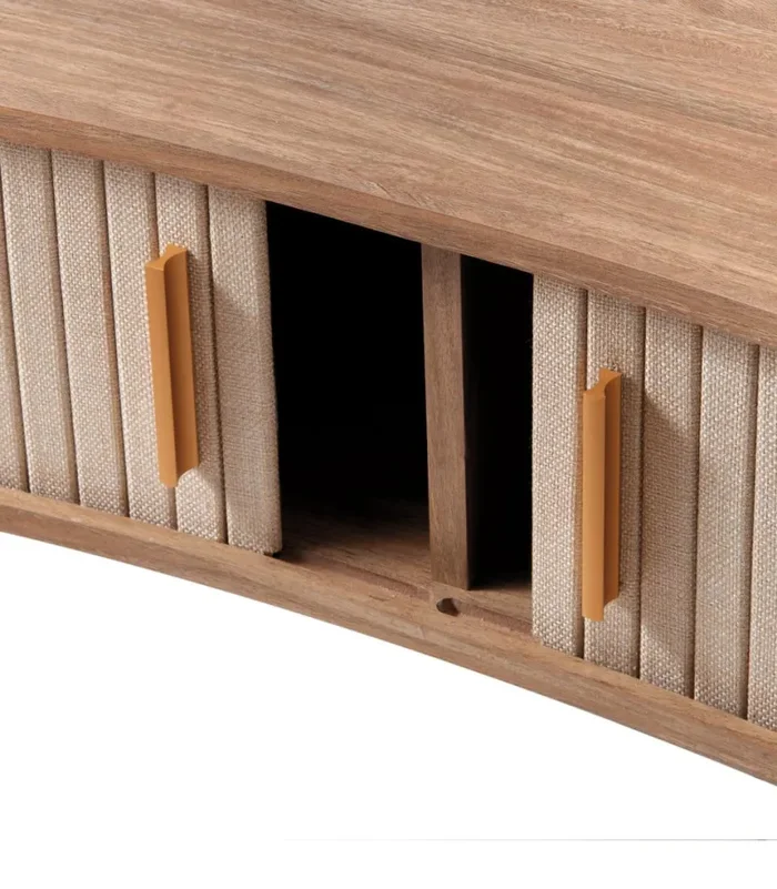 MOBILE BASSO IN LEGNO CON DUE ANTE RIVESTITE IN TESSUTO (145x45xh.40cm) - immagine 3