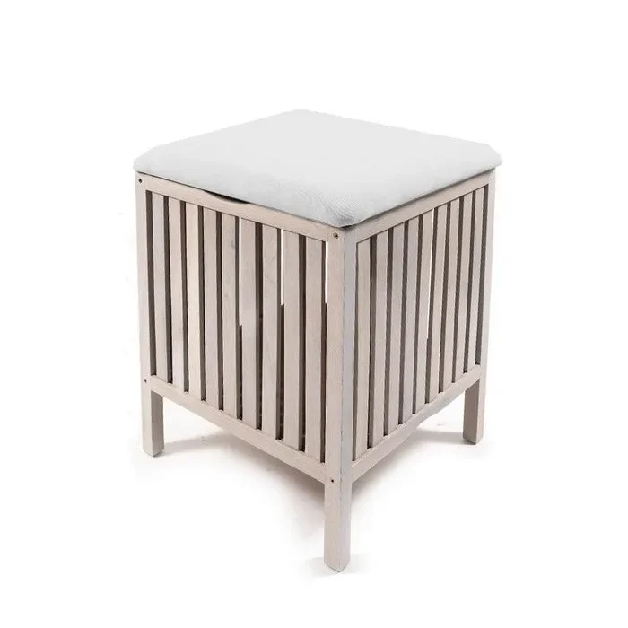 Mobiletto in legno bianco con seduta