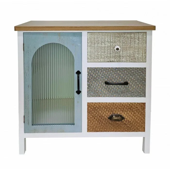 Mobiletto in legno con 1 anta e 3 cassetti