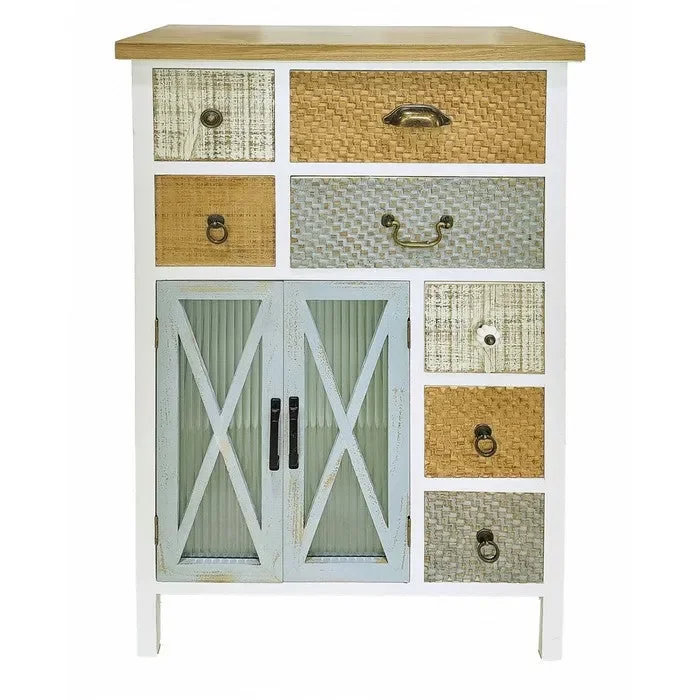 Mobiletto in legno con 2 ante e 7 cassetti