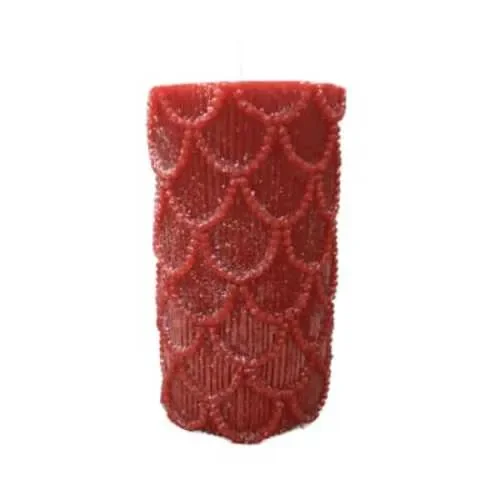 MOCCOLO GHIRLANDA ROSSO IN CERA (diam.7cm-h.14cm) In saldo