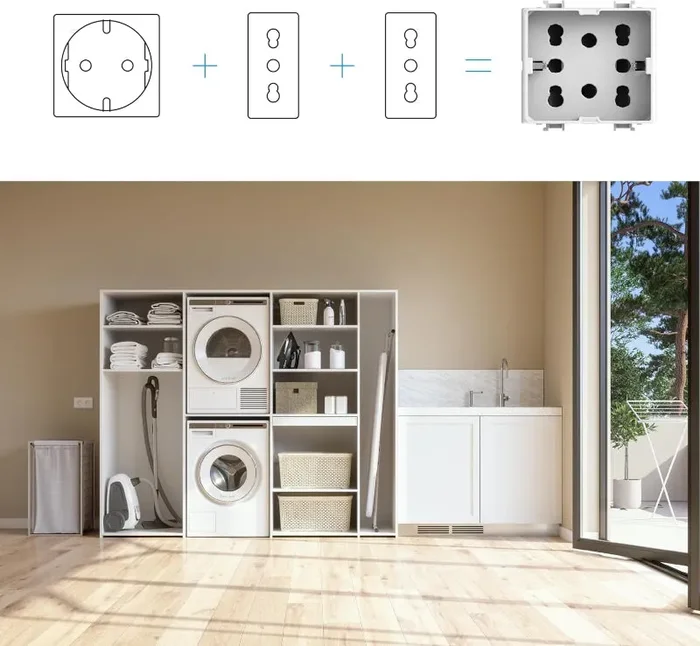 Modulo Presa Multistandard Schuko/Bipasso Bianco – Compatibile GEWISS SYSTEM Side 4Box - immagine 2