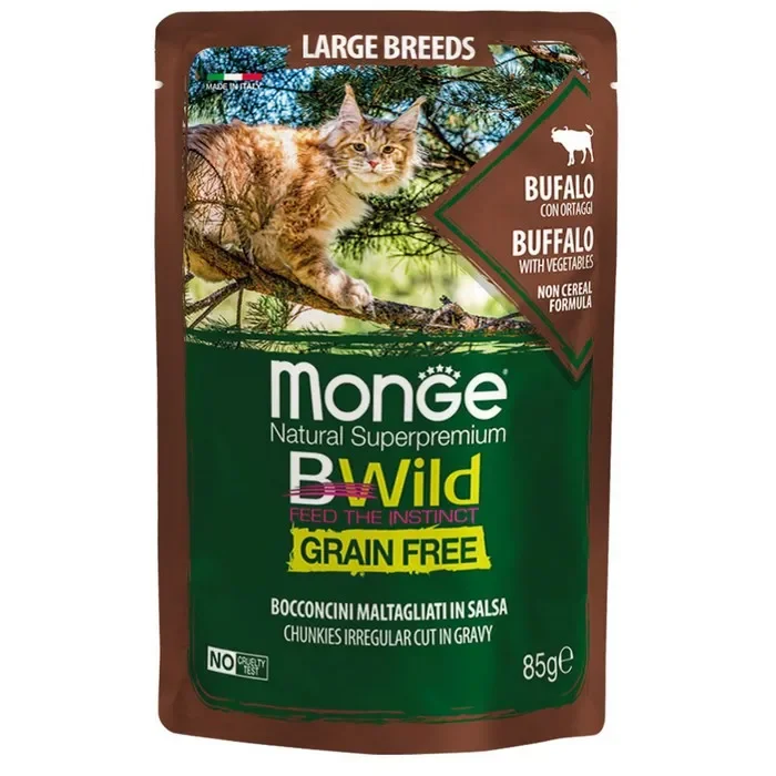 Monge BWild Gatto Grain Free Large Breeds Bufalo con ortaggi 85g Vendita calda