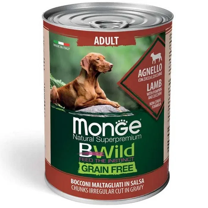 Monge Bwild Grain Free All Breeds Adult Agnello con zucca e zucchine 400g Vendita calda online